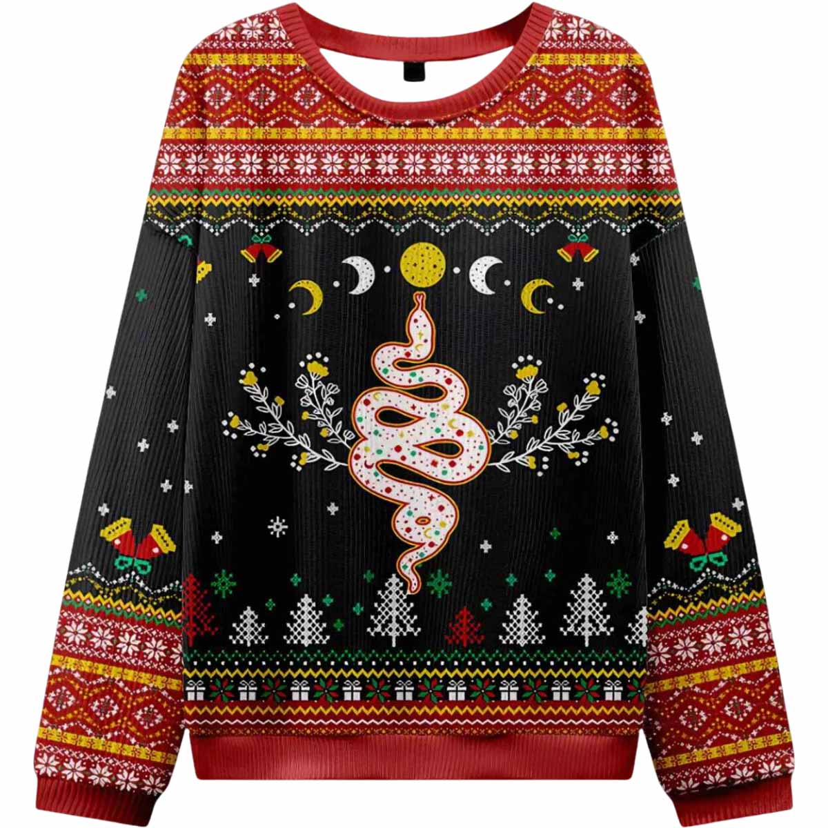 Snake And Moon Phase Ugly Christmas Sweater Snake And Moon Phase Ugly Christmas Sweater