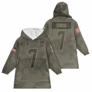 Stroud 7 Texans Football Blanket Hoodie Stroud 7 Texans Football Blanket Hoodie