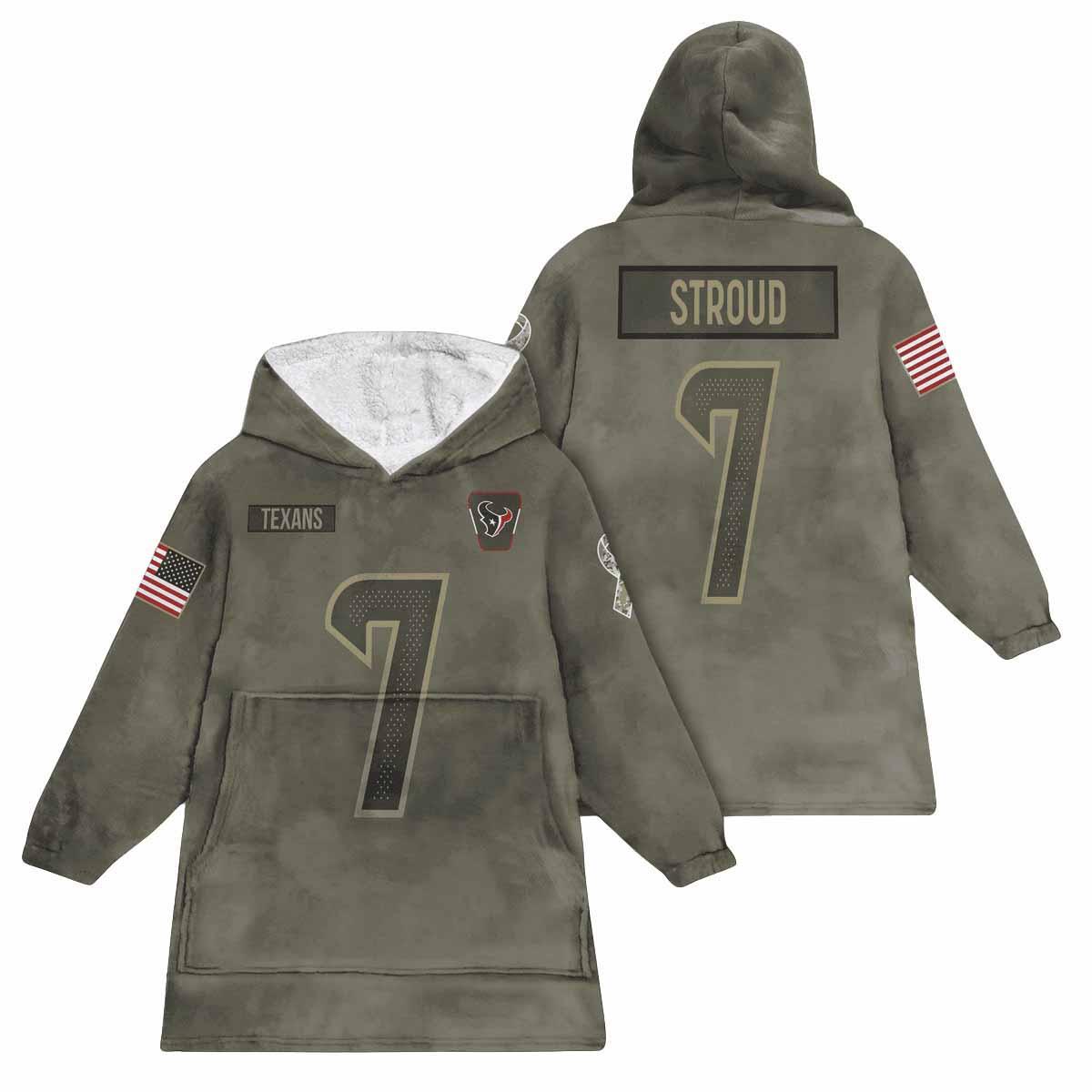 Stroud 7 Texans Football Blanket Hoodie Stroud 7 Texans Football Blanket Hoodie