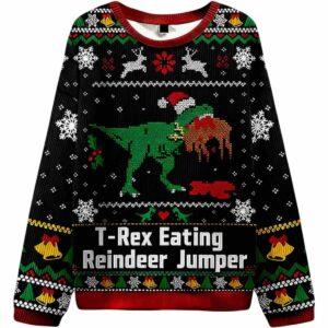T-Rex Eating Reindeer Jumper Ugly Christmas Sweater T-Rex Eating Reindeer Jumper Ugly Christmas Sweater