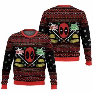 Tacos Chiki changa Deadpool Ugly Christmas Sweater
