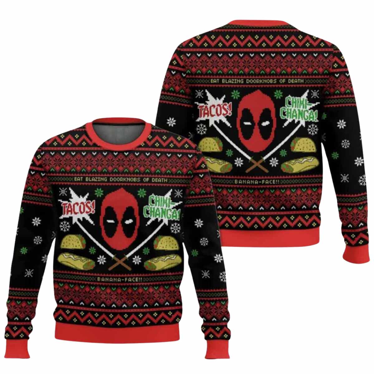 Tacos Chiki changa Deadpool Ugly Christmas Sweater Tacos Chiki changa Deadpool Ugly Christmas Sweater