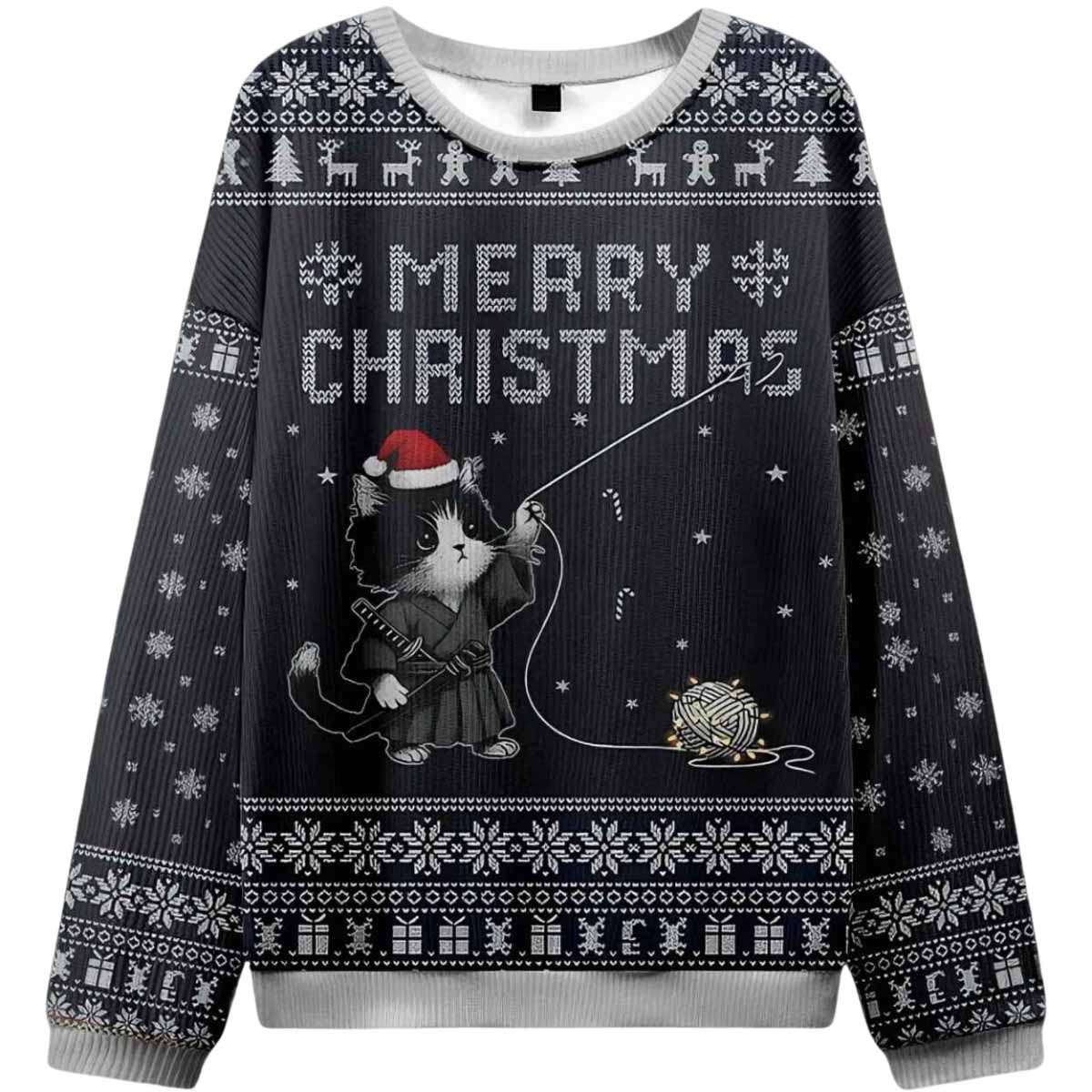 The Cat’s Christmas String Pull Ugly Christmas Sweater The Cats Christmas String Pull Ugly Christmas Sweater