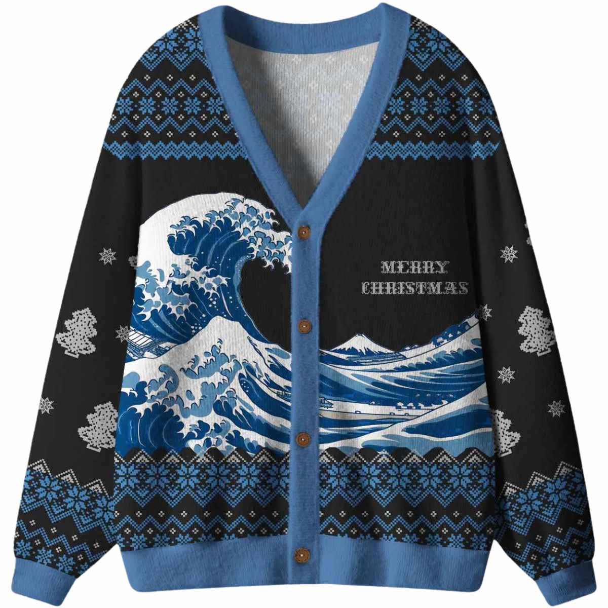 The Joyful Holiday Wave Ugly Cardigan Sweater The Joyful Holiday Wave Ugly Cardigan Sweater