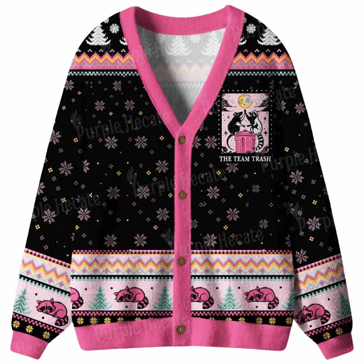 The Team Trash Opossum Ugly Cardigan Sweater The Team Trash Opossum Ugly Cardigan Sweater