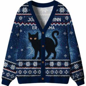 The Yule Cat Is Coming Ugly Cardigan Sweater The Yule Cat Is Coming Ugly Cardigan Sweater