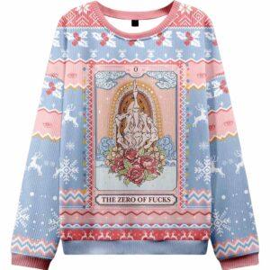 The Zero Of Fcks Tarot Ugly Christmas Sweater