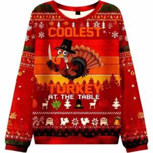 Turkey At The Table Ugly Christmas Sweater