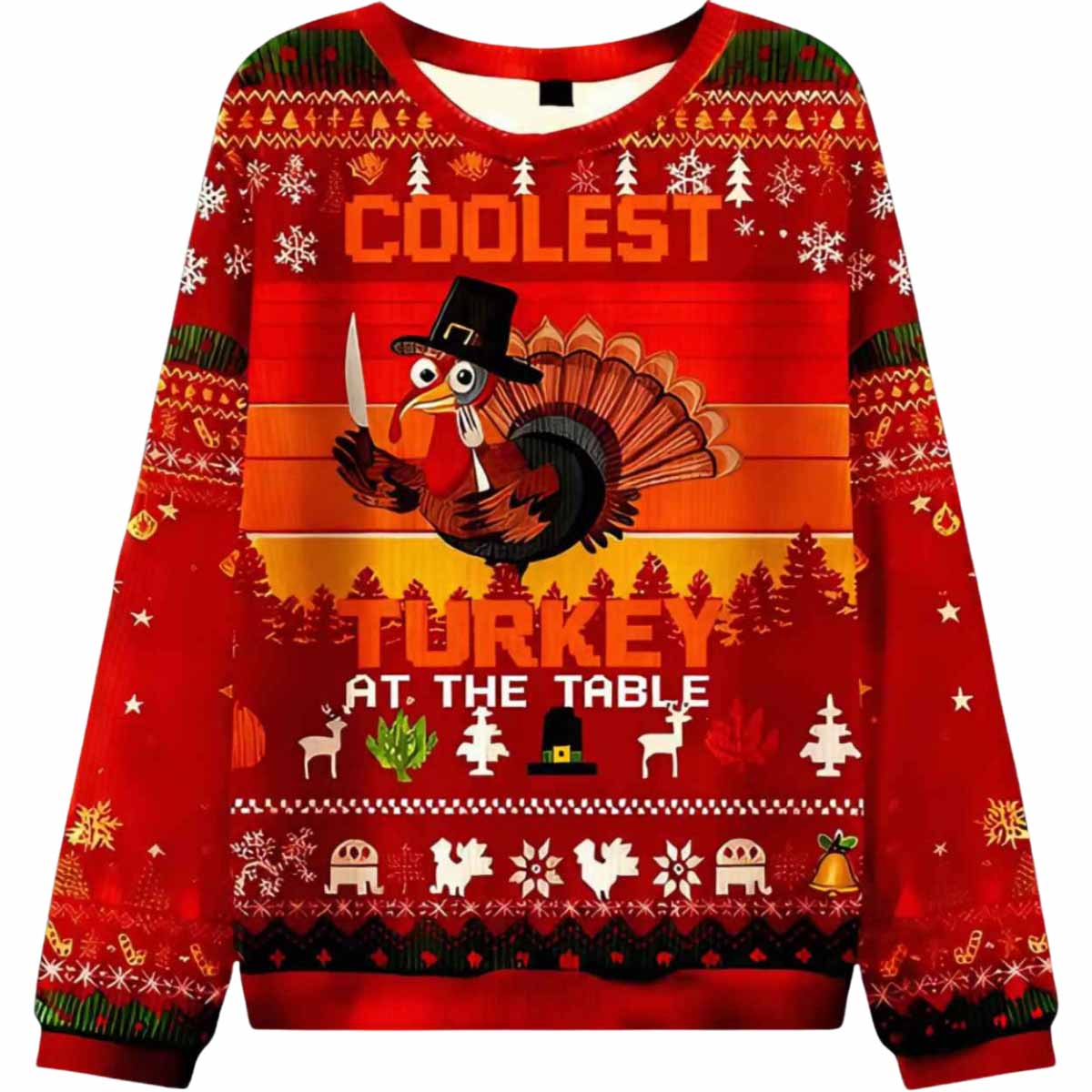 Turkey At The Table Ugly Christmas Sweater Turkey At The Table Ugly Christmas Sweater
