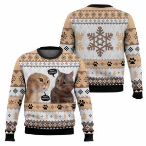 Two Cats Talking Meme Ugly Christmas Sweater Two Cats Talking Meme Ugly Christmas Sweater