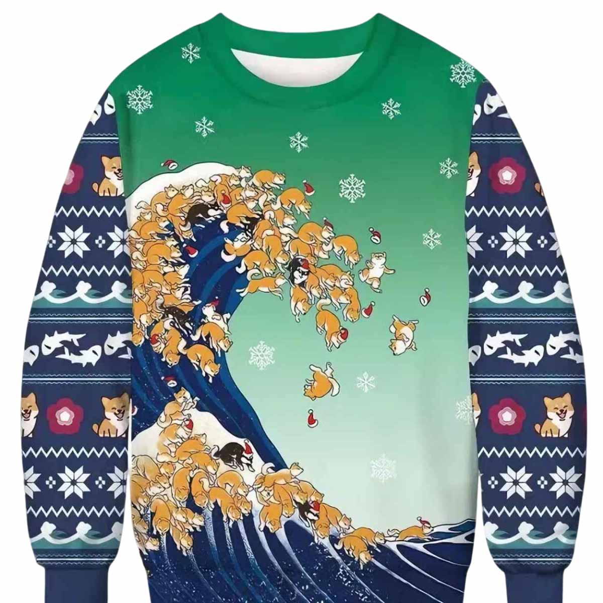 Ukiyo e Shiba Inu Ugly Christmas Sweater Ukiyo-e Shiba Inu Ugly Christmas Sweater