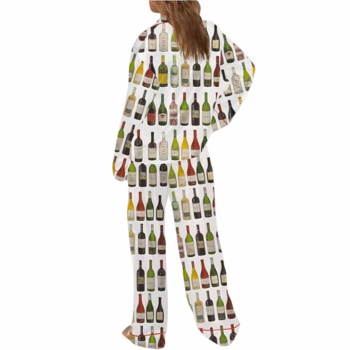 Vintage Wine Bottles Silky Satin Pajama Set Vintage Wine Bottles Silky Satin Pajama Set