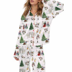 Watercolor Christmas Silky Satin Pajama Set