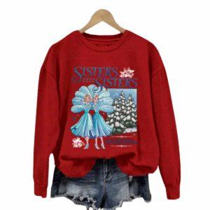 Women's Christmas Sisters Printed Round Neck Sweatshirt 2 Women's Christmas Sisters Printed Round Neck Sweatshirt