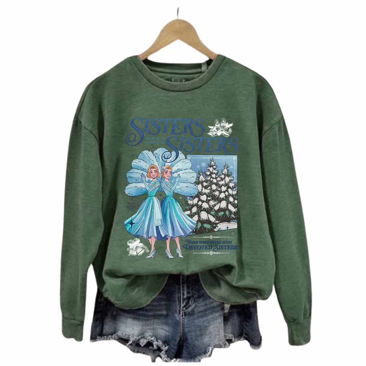 Women's Christmas Sisters Printed Round Neck Sweatshirt Women's Christmas Sisters Printed Round Neck Sweatshirt