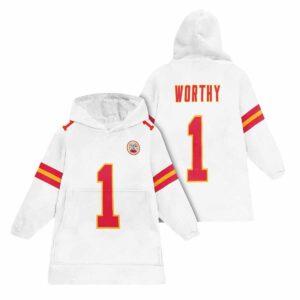Xavier Worthy 1 Kansas City Football Unisex Blanket Hoodie Xavier Worthy 1 Kansas City Football Unisex Blanket Hoodie