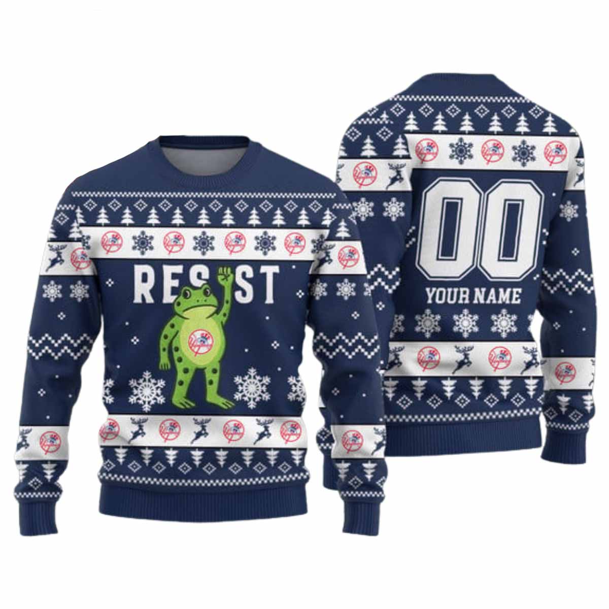 Yankees Portland Frog Resist Ugly Christmas Sweater Yankees Portland Frog Resist Ugly Christmas Sweater