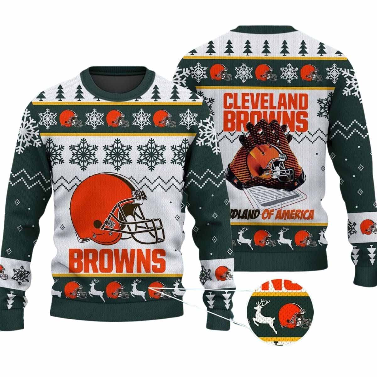 2025 Browns Hardland Of America Ugly Christmas Sweater 2025 Browns Hardland Of America Ugly Christmas Sweater