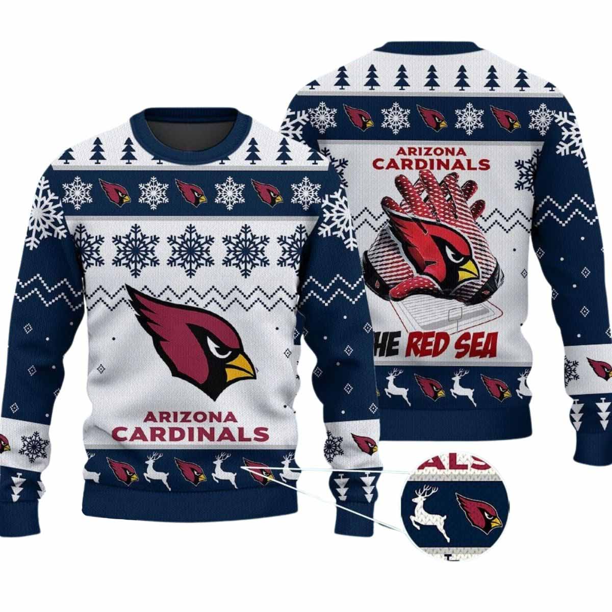 2025 Cardinals The Red Sea Ugly Christmas Sweater 2025 Cardinals The Red Sea Ugly Christmas Sweater