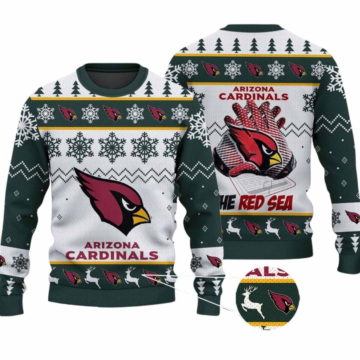 2025 Cardinals The Red Sea Ugly Christmas Sweater 2025 Cardinals The Red Sea Ugly Christmas Sweater