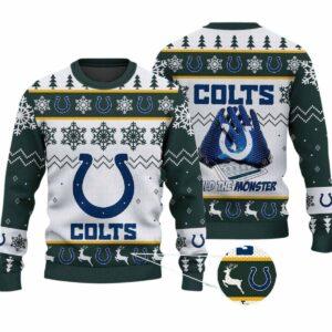 2025 Colts Build The Monster Christmas Ugly Sweater