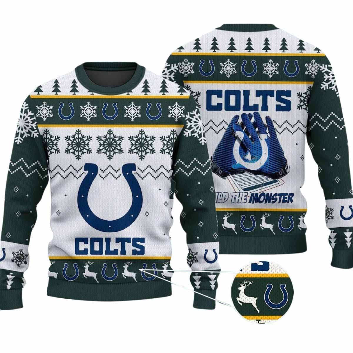 2025 Colts Build The Monster Christmas Ugly Sweater 2025 Colts Build The Monster Christmas Ugly Sweater