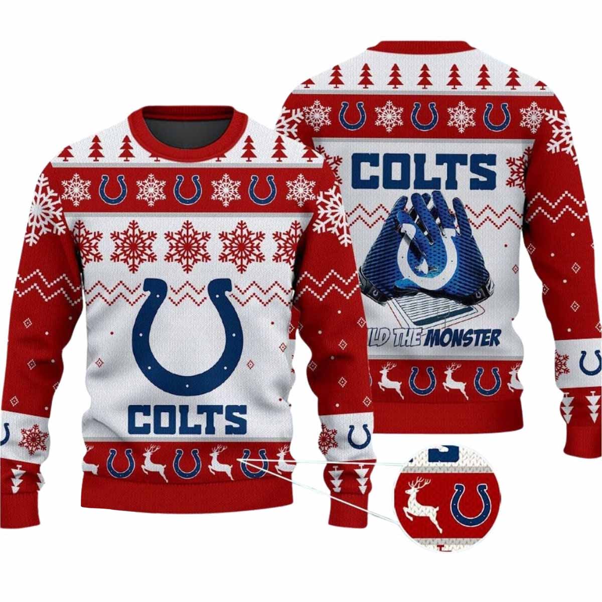 2025 Colts Build The Monster Christmas Ugly Sweater 2025 Colts Build The Monster Christmas Ugly Sweater