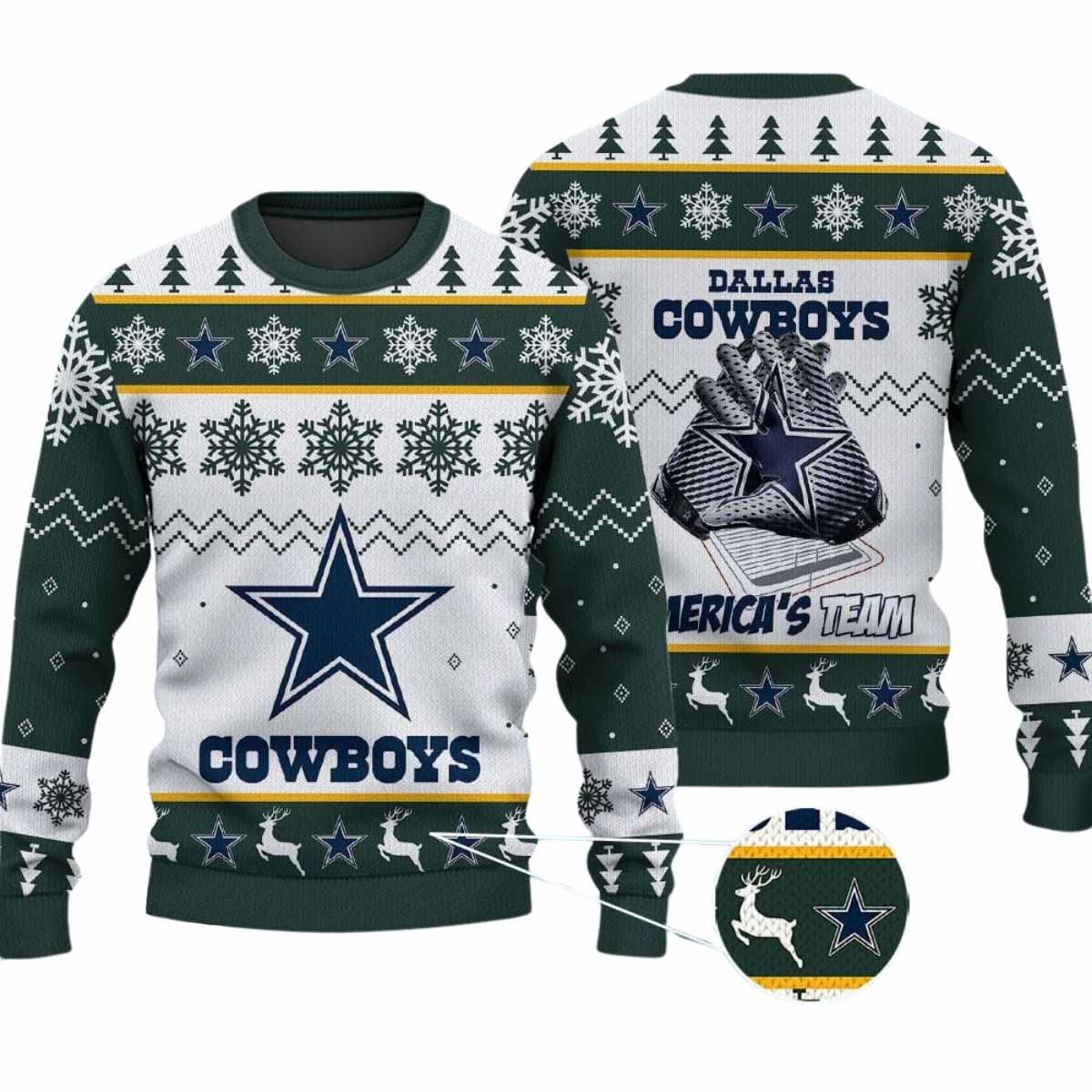 2025 Cowboys America’s Team Christmas Ugly Sweater 2025 Cowboys America’s Team Christmas Ugly Sweater