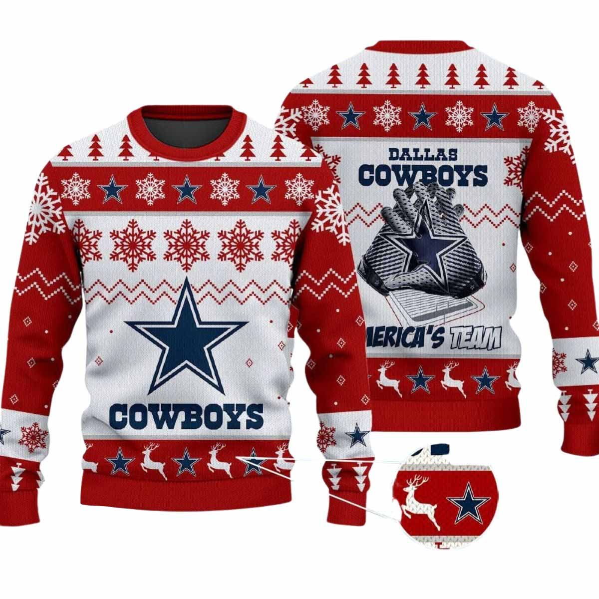 2025 Cowboys America's Team Christmas Ugly Sweater 2025 Cowboys America's Team Christmas Ugly Sweater