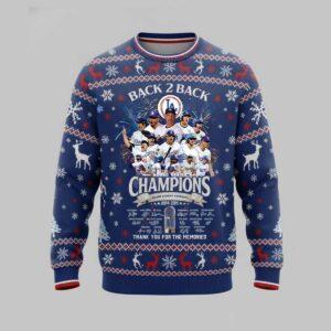 2025 Dodgers Back To Back World Series Thank You For The Memories Ugly Christmas Sweater 2025 Dodgers Back To Back World Series Thank You For The Memories Ugly Christmas Sweater