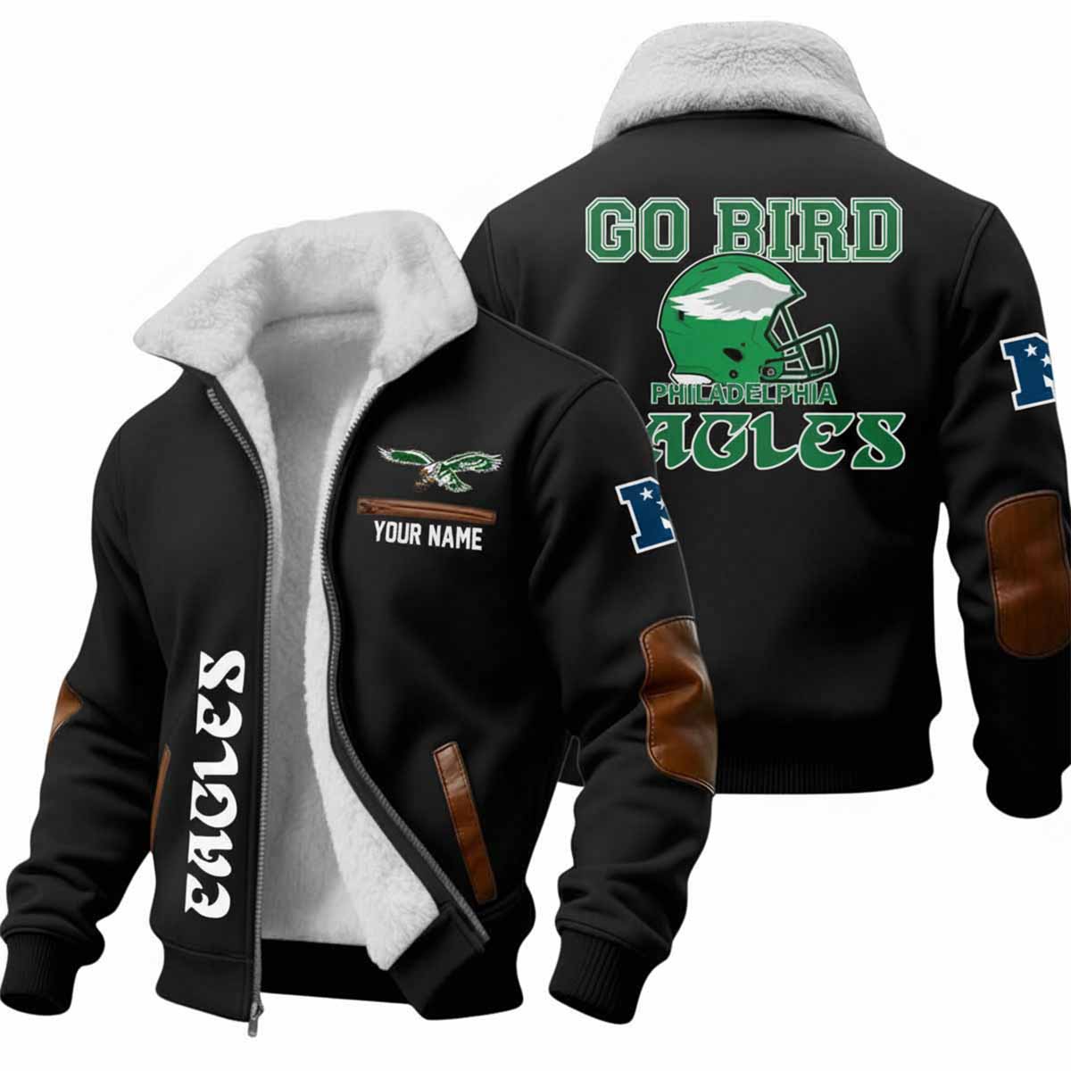 2025 Eagles Go Bird Winter Fleece Jacket 2025 Eagles Go Bird Winter Fleece Jacket