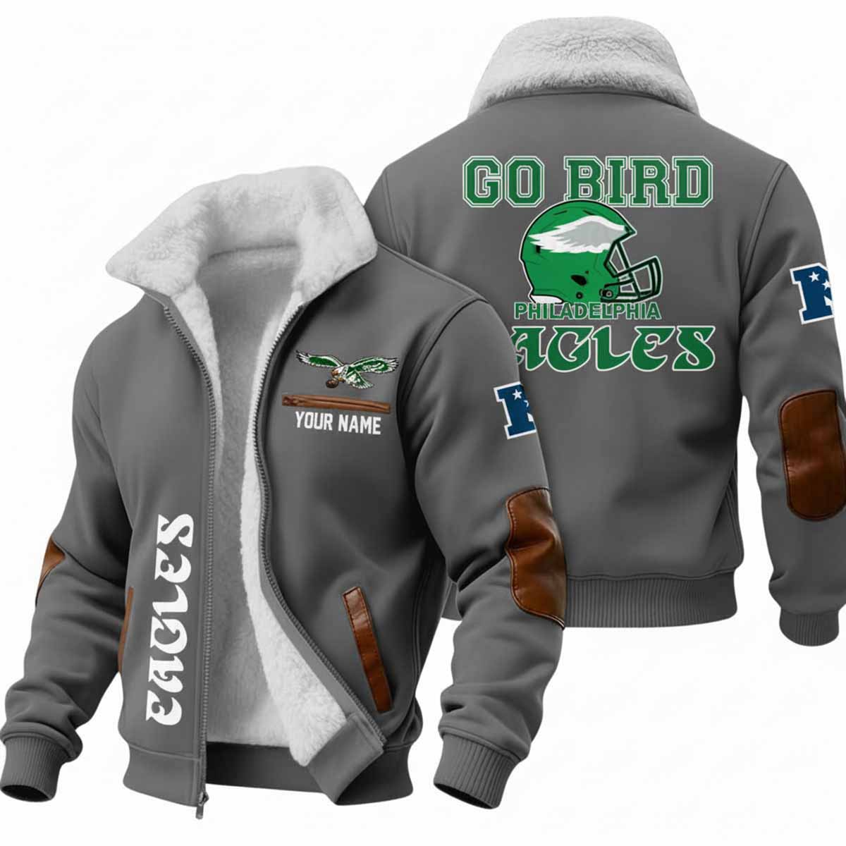 2025 Eagles Go Bird Winter Fleece Jacket 2025 Eagles Go Bird Winter Fleece Jacket