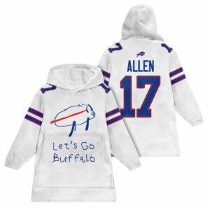 2025 Josh Allen 17 Bills Football Unisex Blanket Hoodie