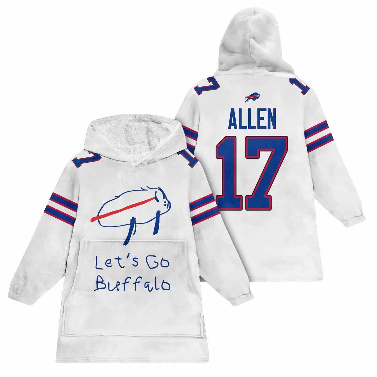 2025 Josh Allen 17 Bills Football Unisex Blanket Hoodie 2025 Josh Allen 17 Bills Football Unisex Blanket Hoodie