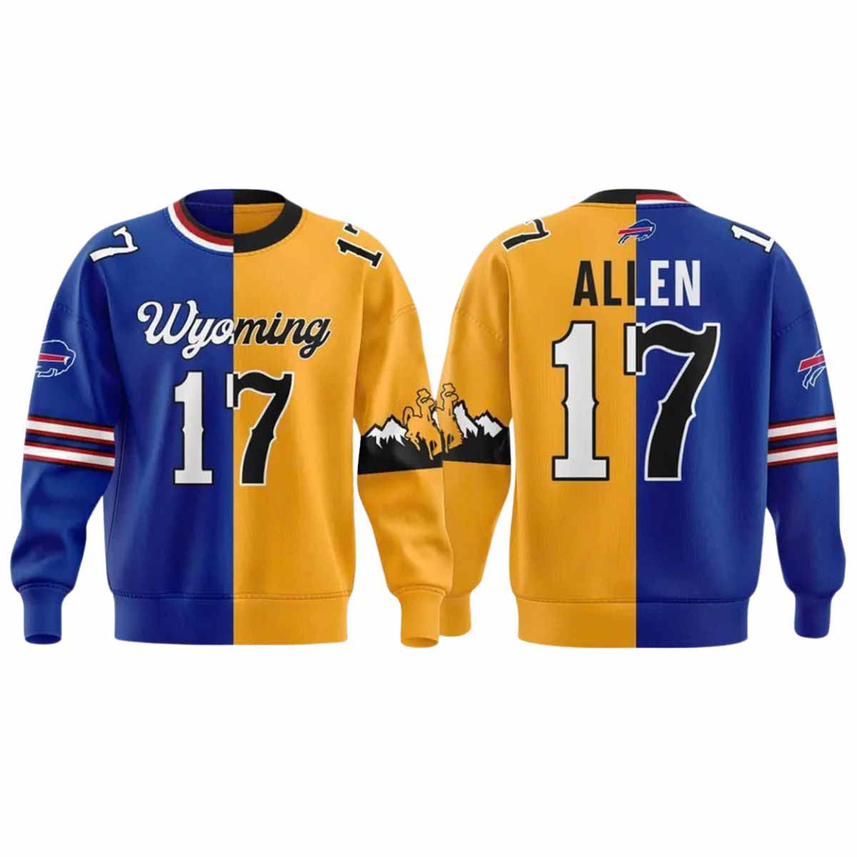 2025 Josh Allen 17 Bills x Cowboys Wyoming Hoodie 2025 Josh Allen 17 Bills x Cowboys Wyoming Hoodie