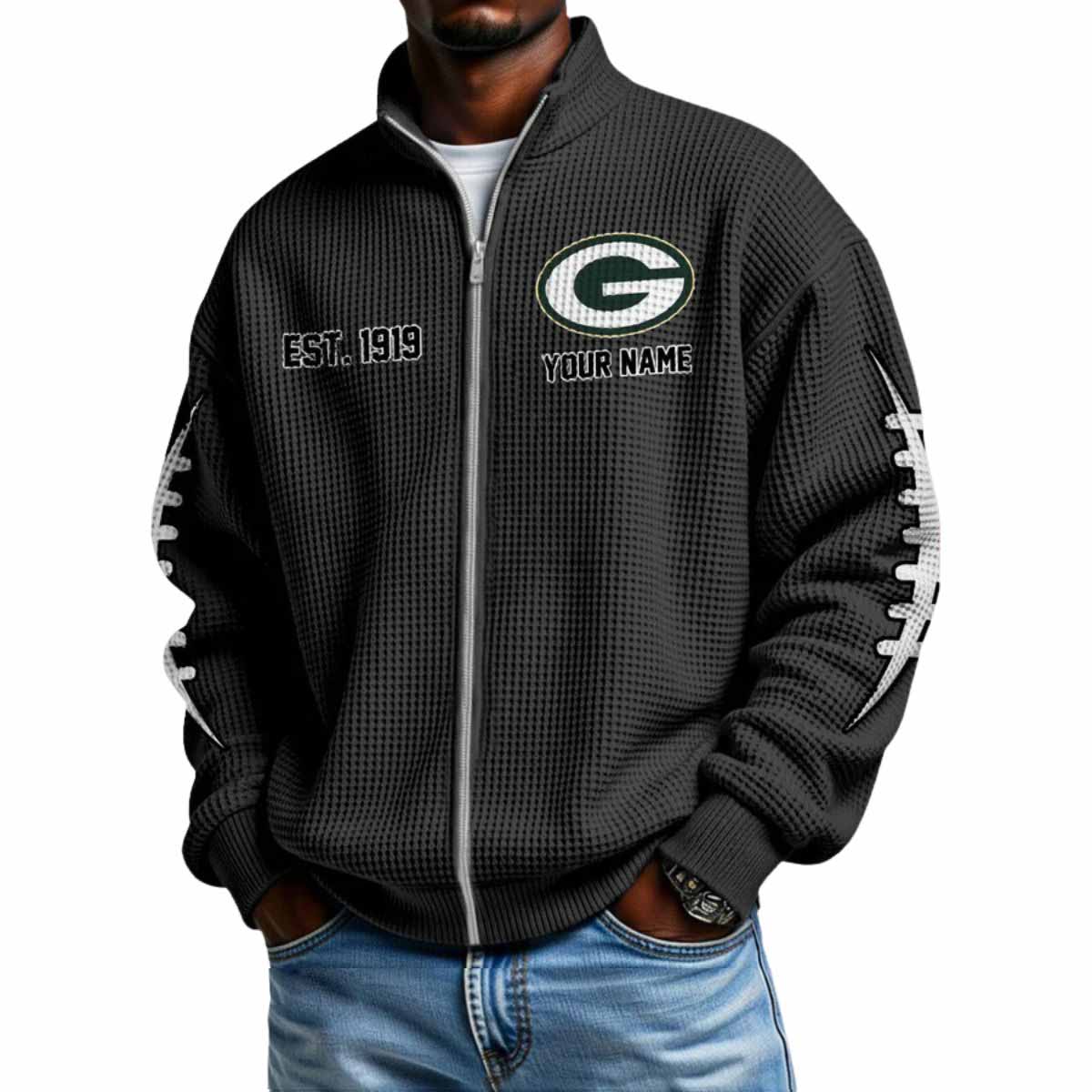 2025 Packers Est 1919 Waffle Zip Up Sweatshirt 2025 Packers Est 1919 Waffle Zip Up Sweatshirt