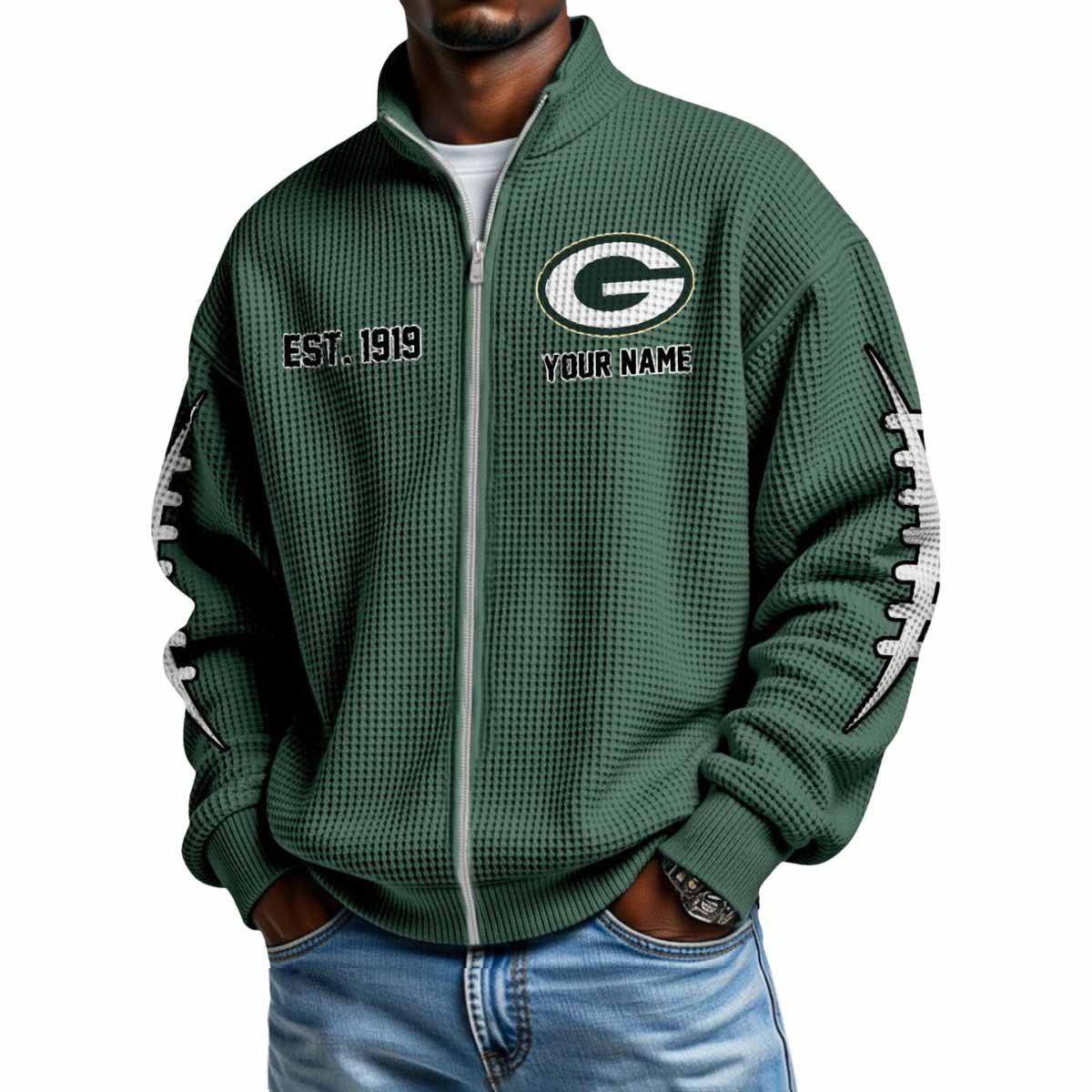 2025 Packers Est 1919 Waffle Zip Up Sweatshirt 2025 Packers Est 1919 Waffle Zip Up Sweatshirt