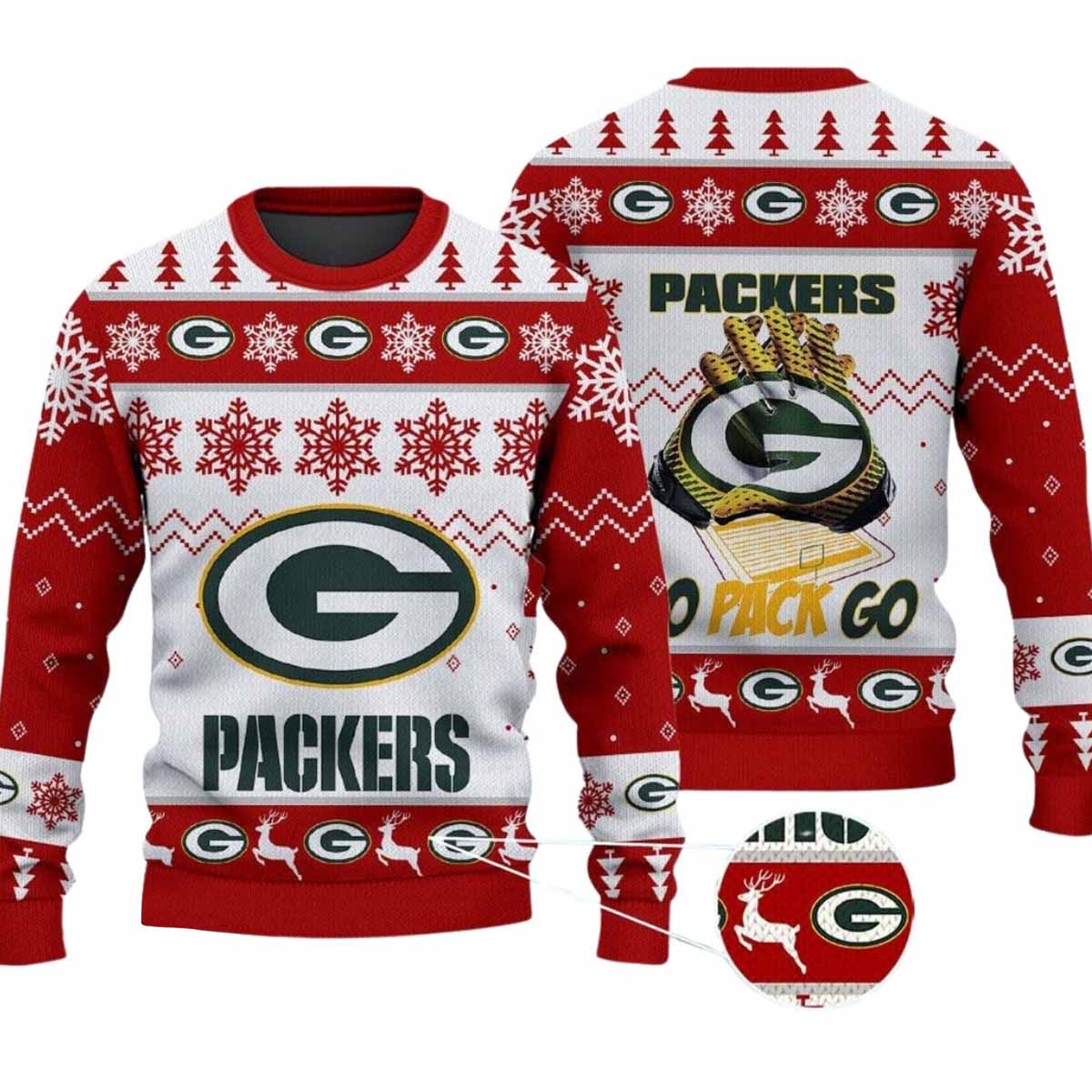 2025 Packers Go Pack Go Christmas Ugly Sweater 2025 Packers Go Pack Go Christmas Ugly Sweater