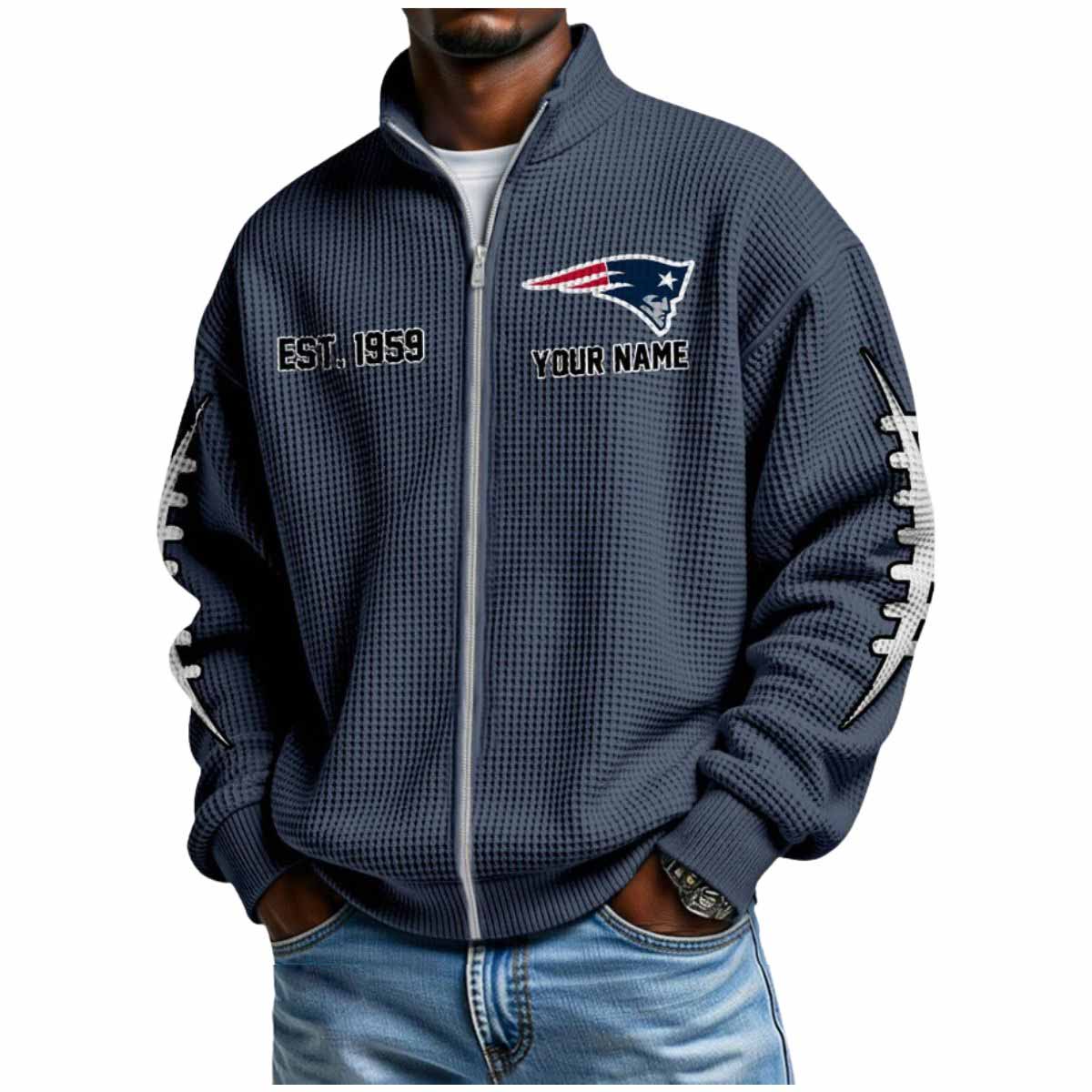 2025 Patriots Est 1959 Waffle Zip Sweatshirt 2025 Patriots Est 1959 Waffle Zip Sweatshirt