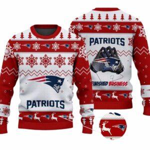 2025 Patriots Finished Business Christmas Ugly Sweater