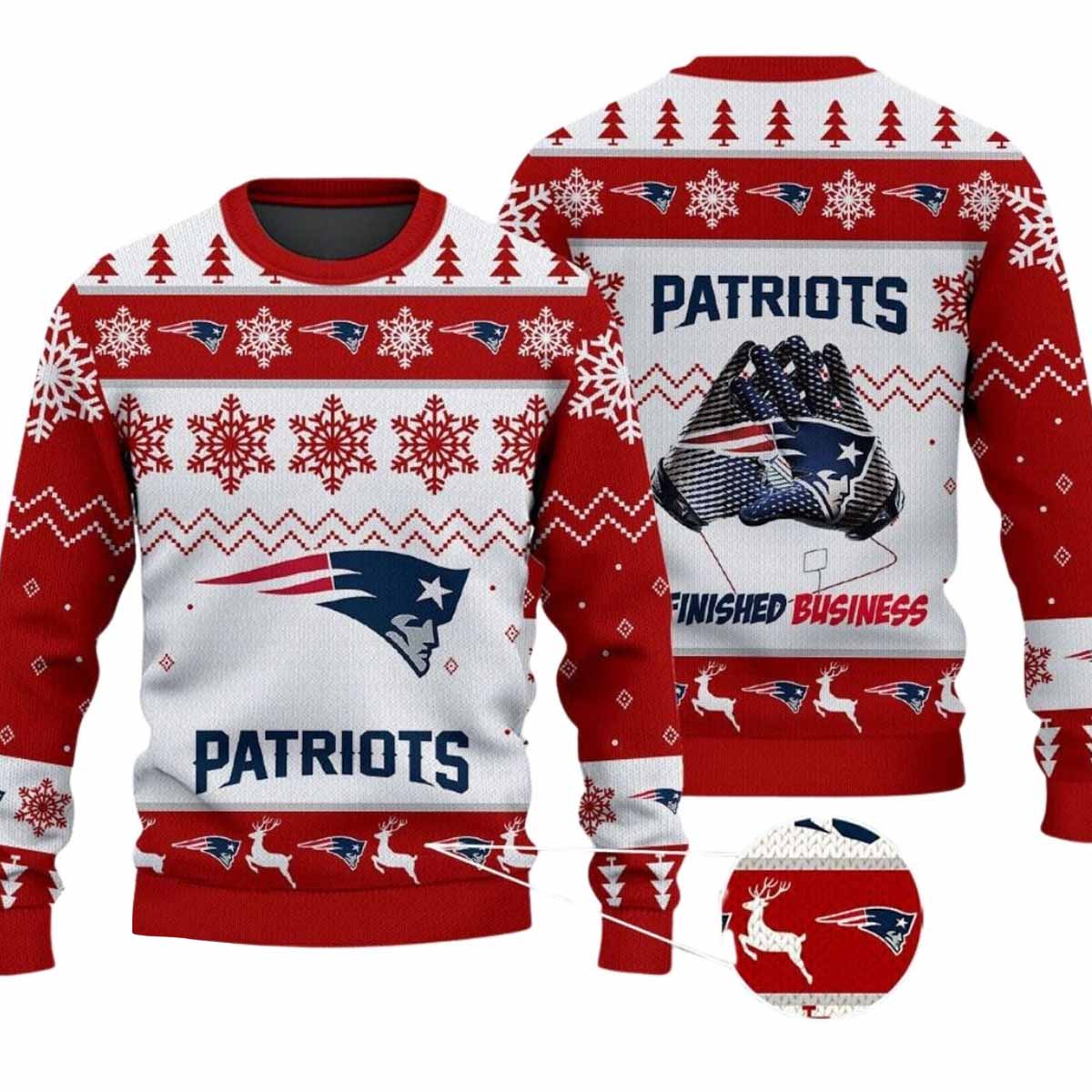 2025 Patriots Finished Business Christmas Ugly Sweater 2025 Patriots Finished Business Christmas Ugly Sweater