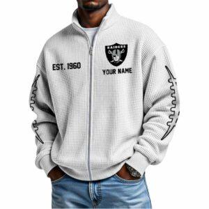 2025 Raiders Est 1960 Waffle Zip Sweatshirt23