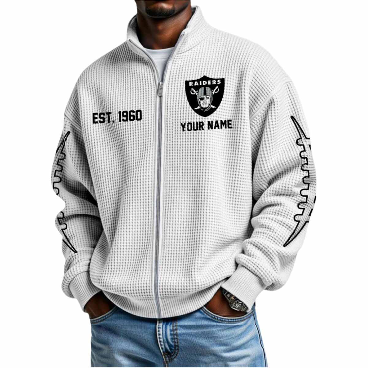 2025 Raiders Est 1960 Waffle Zip Sweatshirt23 2025 Raiders Est 1960 Waffle Zip Sweatshirt