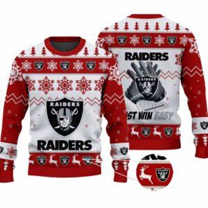 2025 Raiders Just Win Baby Christmas Ugly Sweater