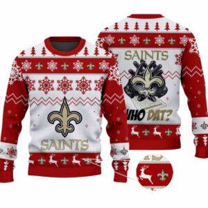 2025 Saints Who Dat Ugly Christmas Sweater 1 2025 Saints Who Dat Ugly Christmas Sweater