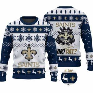 2025 Saints Who Dat Ugly Christmas Sweater 2 2025 Saints Who Dat Ugly Christmas Sweater