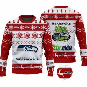 2025 Seahawks 12th Man Ugly Christmas Sweater 1 2025 Seahawks 12th Man Ugly Christmas Sweater