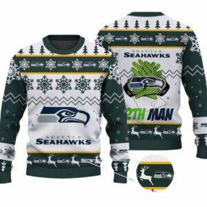 2025 Seahawks 12th Man Ugly Christmas Sweater