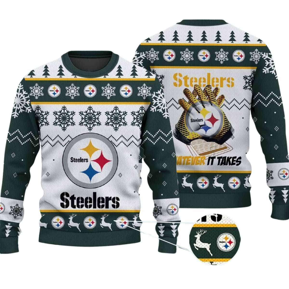 2025 Steelers Whatever It Takes Christmas Ugly Sweater 2025 Steelers Whatever It Takes Christmas Ugly Sweater