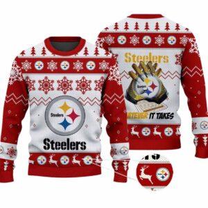 2025 Steelers Whatever It Takes Christmas Ugly Sweater